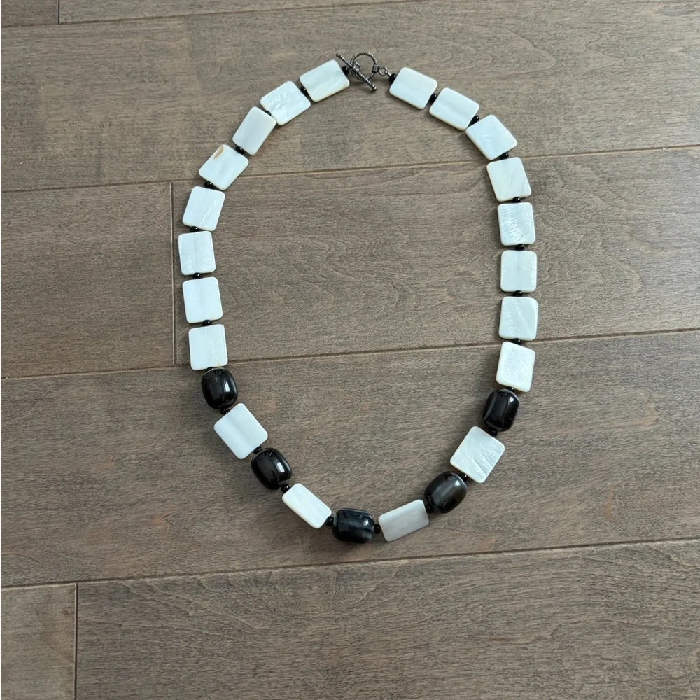 Black Agate and Mother of the Pearl Necklace